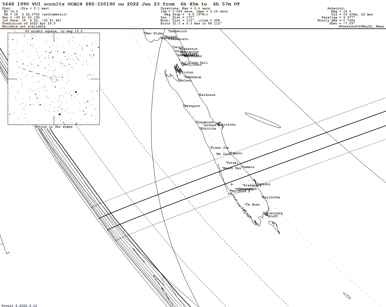 1990 VU1 Update Map