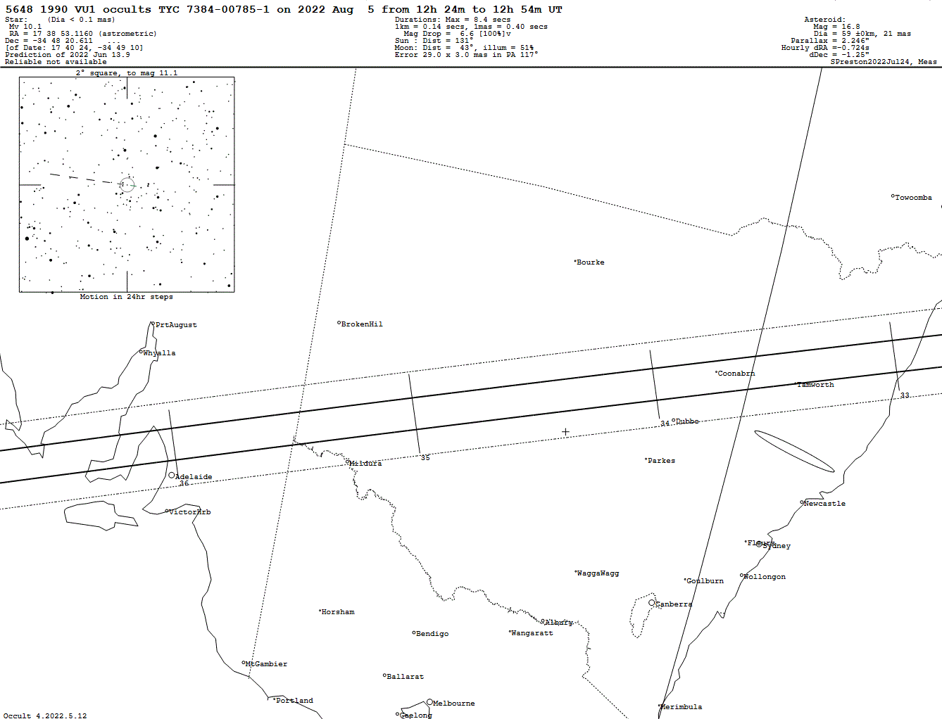1990 VU1 Update Map